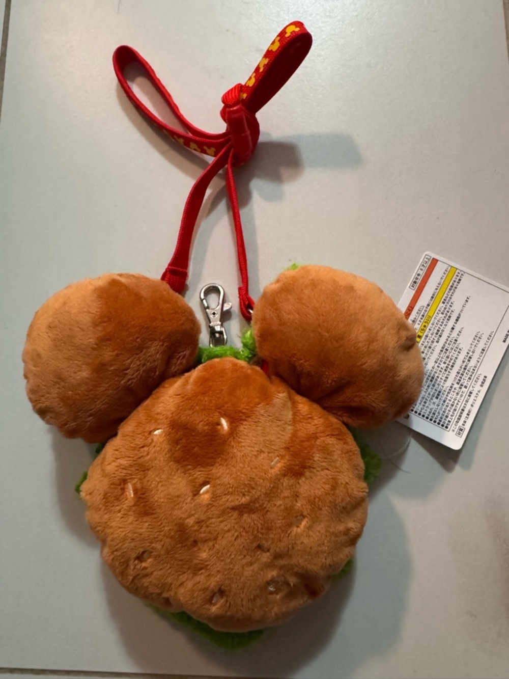 Plush Burger-Shaped Crossbody Bag with Red Strap